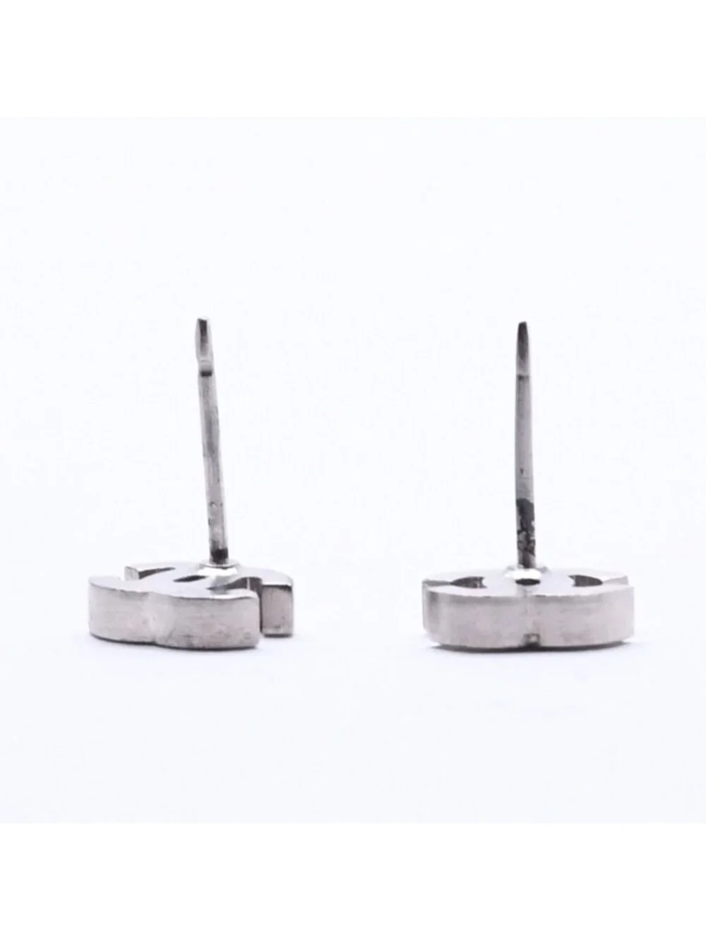 Chanel Earrings CC Logo Rhinestone Silver 03